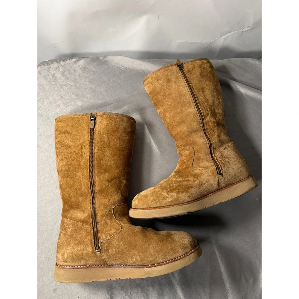 UGG Australia Women's Size 10 Chestnut Suede Shearling Lined Tall Zip Boots